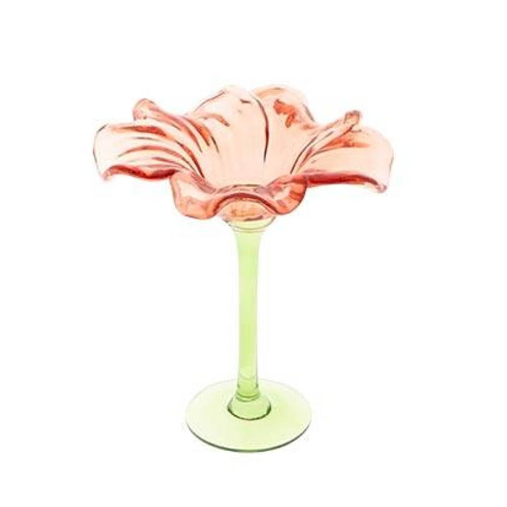 Glas Teelicht Blume rot D16.5cm H19cm