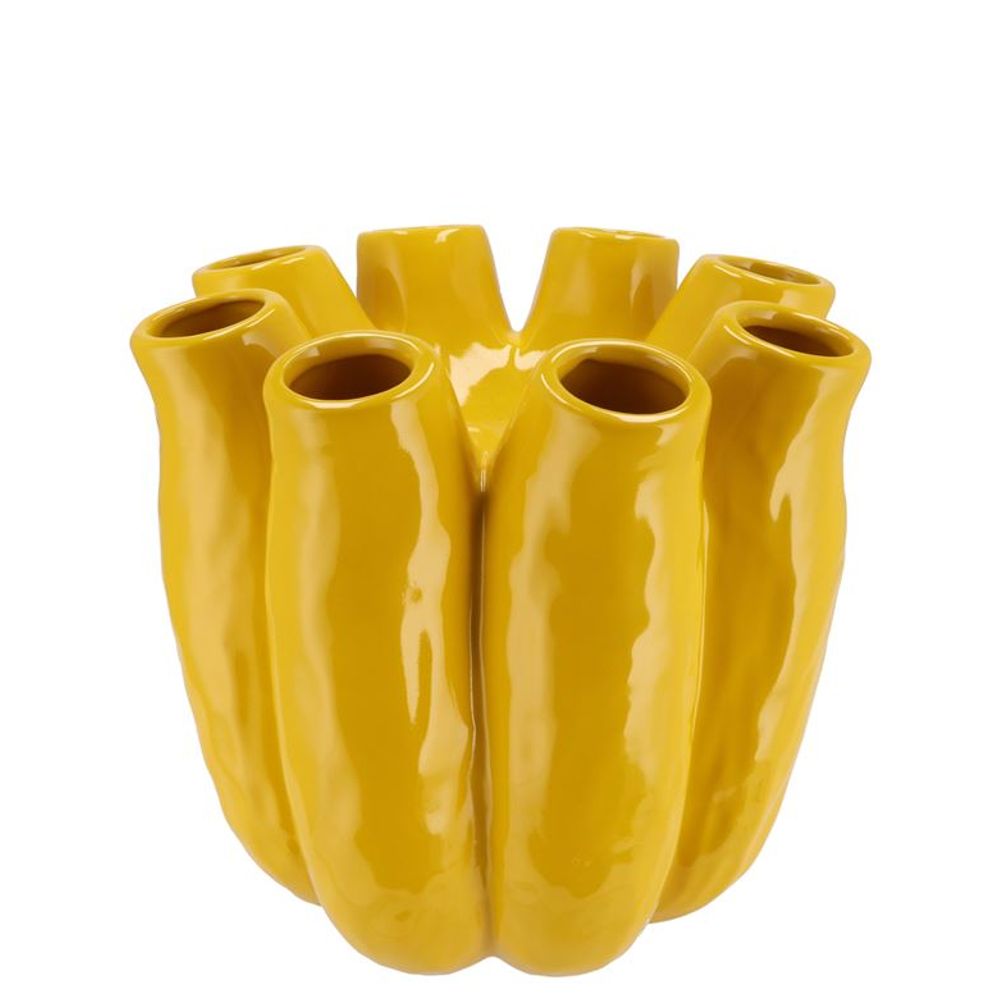 Keramik Vase Luna gelb Röhrchen 19x19cm