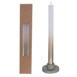 Kerze Goldspray weiss D02.1cm H25cm x2