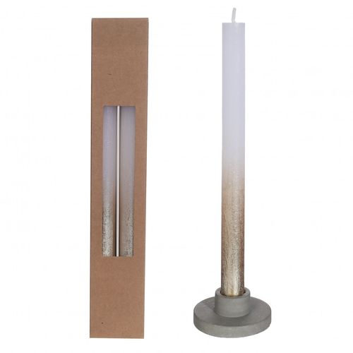Kerze Goldspray weiss D02.1cm H25cm x2