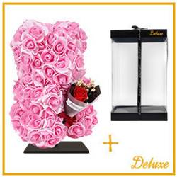 Foam Bär/Strauß Rosen rosa +Standard 25cm