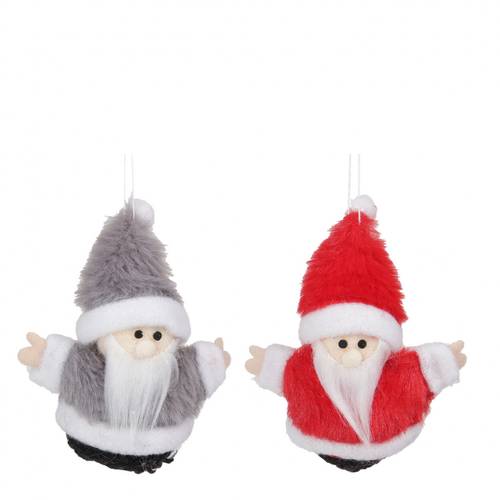 Hänger Weihnachtsmann grau/rot mix D10cm