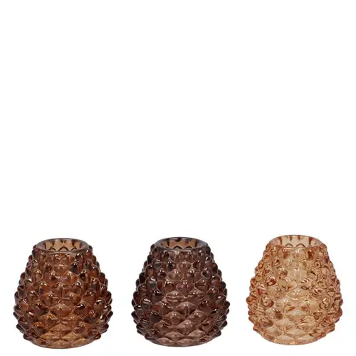 Kerzenständer Glas Bowy Ananas braun mix 06x06x06cm