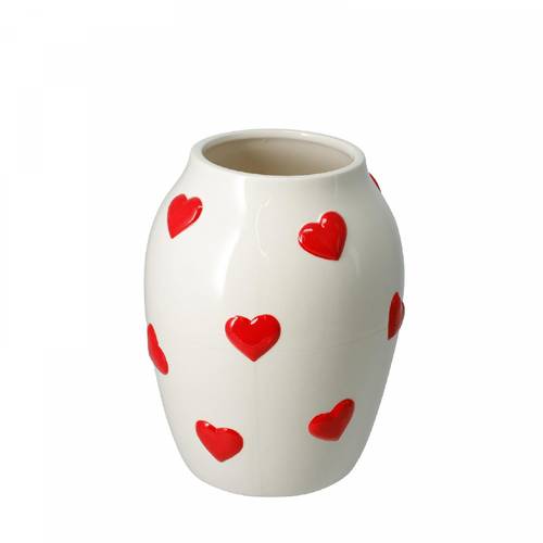 Keramik Vase Herz weiss D14cm H18cm