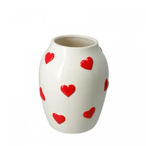 Keramik Vase Herz weiss D14cm H18cm
