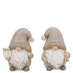 Deko Gnom Glocke mix grau 08x06x10cm