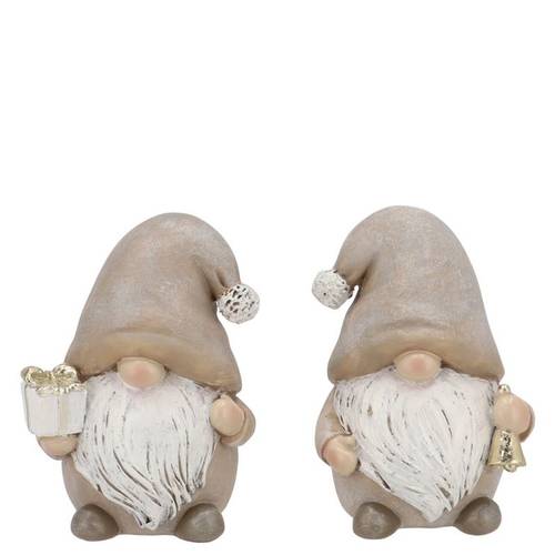 Deko Gnom Glocke mix grau 08x06x10cm