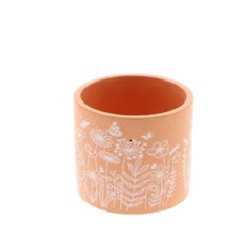 Keramik Übertopf Spring Garden orange D14.5cm H13.5cm