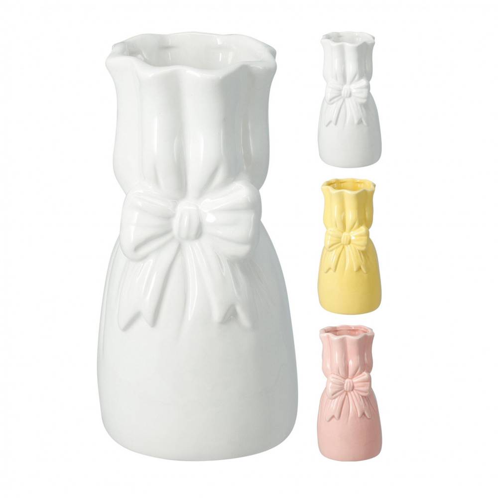 Keramik Vase Schleife mix D08/09.5cm H19cm