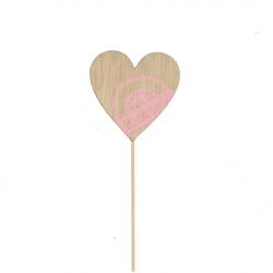 Herz auf Stab Holz L10cm D06cm