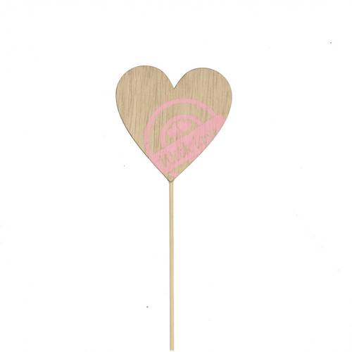 Herz auf Stab Holz L10cm D06cm
