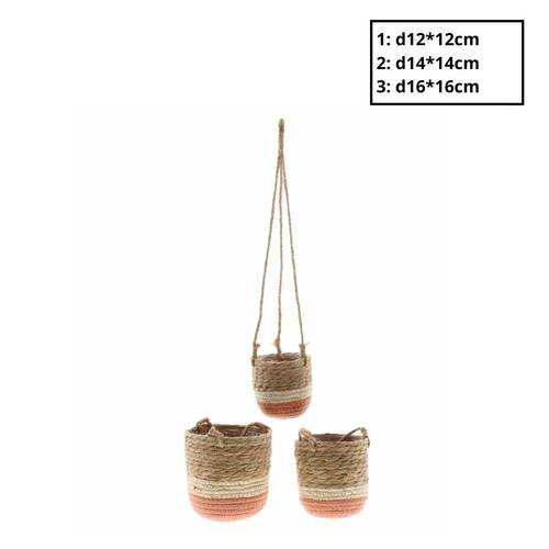 Korb Hang Nora 3/Set rosa D16cm H16cm