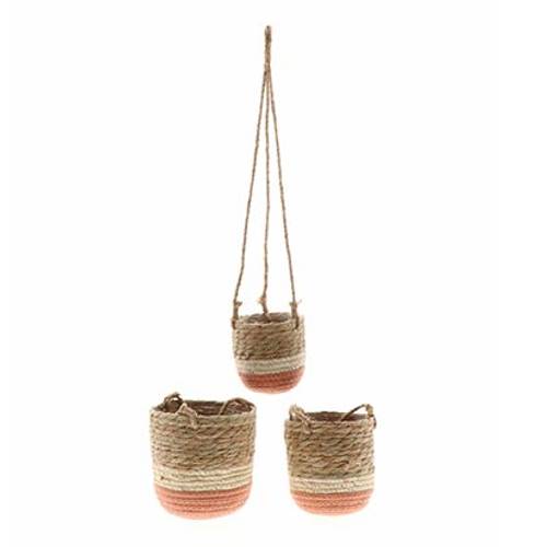 Korb Hang Nora 3/Set rosa D16cm H16cm