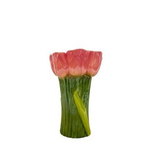 Keramik Vase Tulpe grün/rot D11cm H18cm