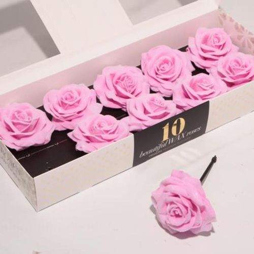 Seiden Wachs Rose rosa schnee d12cm (485)