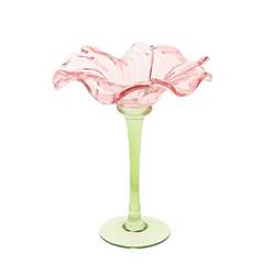 Glas Teelicht Blume rosa D16.5cm H19cm