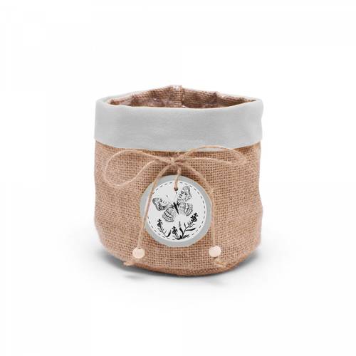 Übertopf Jute Butterfly grau D16cm H16m