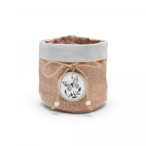Übertopf Jute Butterfly grau D16cm H16m