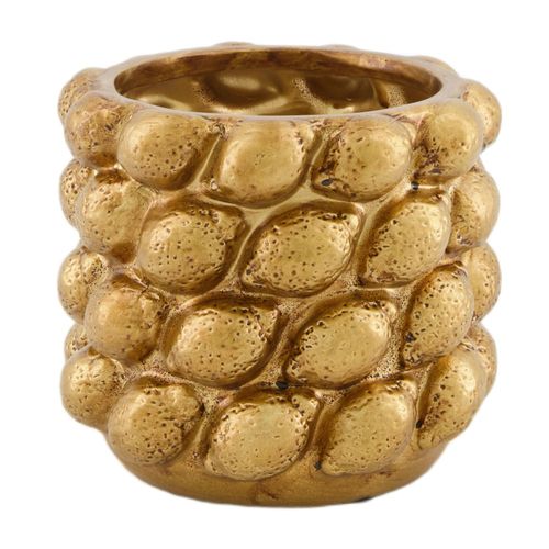 Keramik Übertopf Zitrone gold D17cm H15.5cm