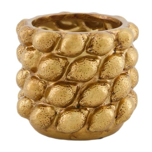 Keramik Übertopf Zitrone gold D17cm H15.5cm