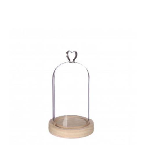 Glas Glocke Herz+Holz D10cm H18cm