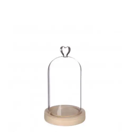 Glas Glocke Herz+Holz D10cm H18cm