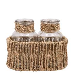 Glas Flasche Inca natur 16x9x8cm