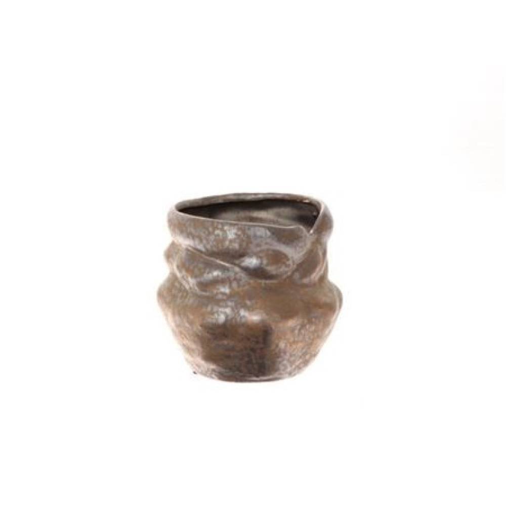 Keramik Übertopf Rock bronze D19cm H17.5cm