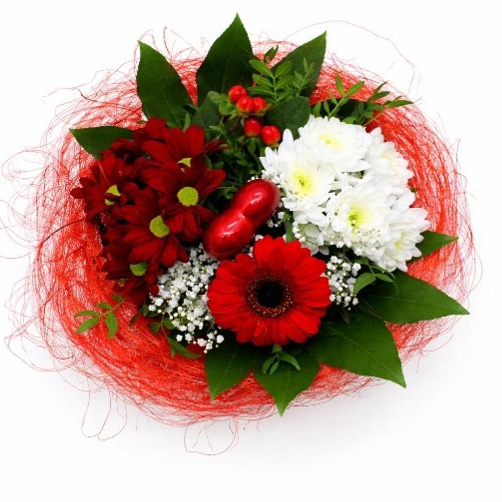 Strauß rot Halter 28cm 11 Stiele Muttertag