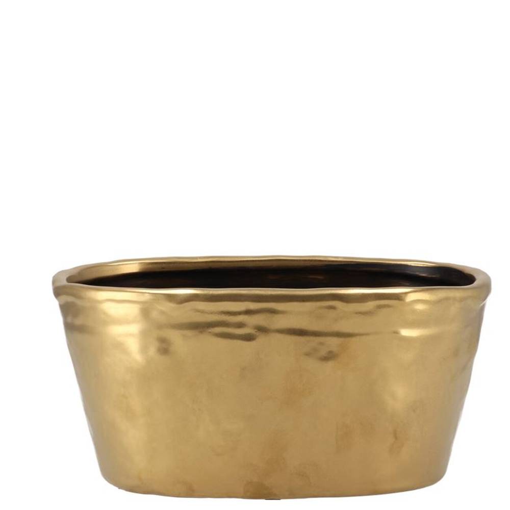 Keramik Übertopf Iron Stone gold 25x13x11cm