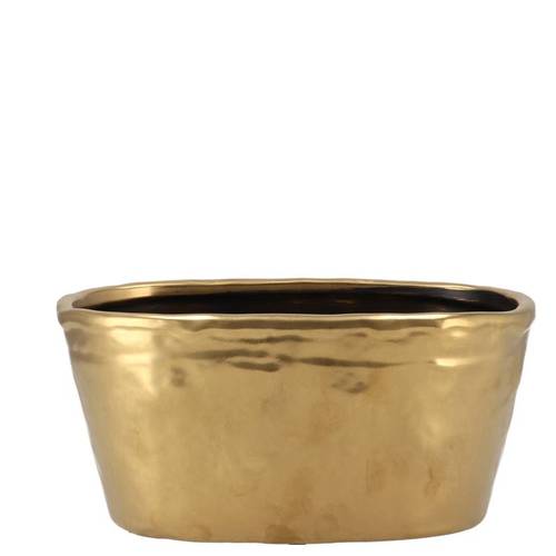 Keramik Übertopf Iron Stone gold 25x13x11cm