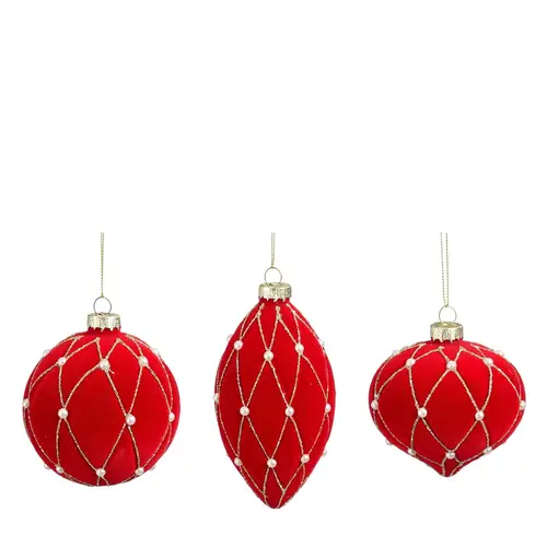 Hänger Kugel Ornament mix rot D08cm
