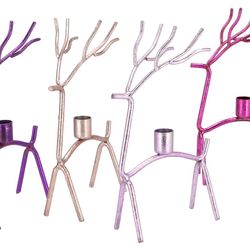 Kerzenständer Cosm Rentier rosa/lila 14x6x25