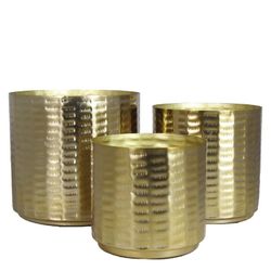 Homedeco Patras Übertopf Set von 3 Gold 20X20cm