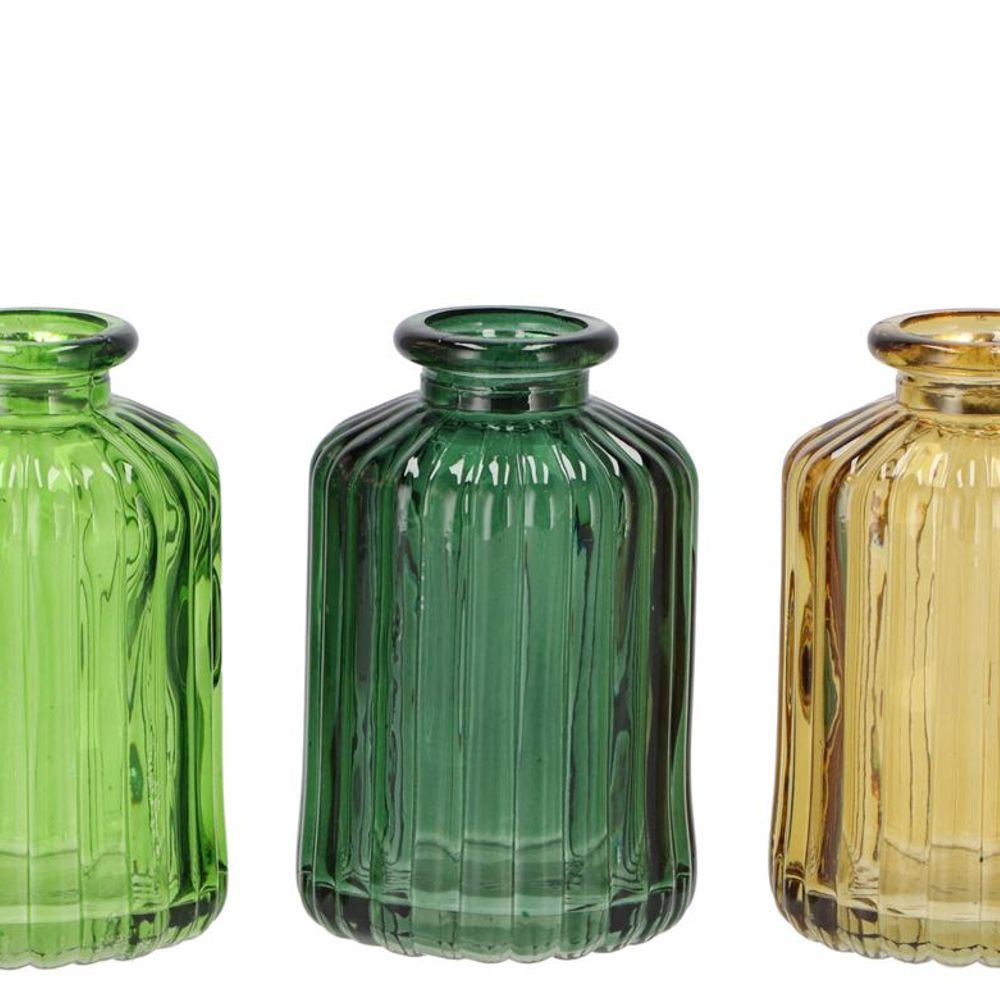 Glas Flasche Karakum grün mix D06cm H10cm