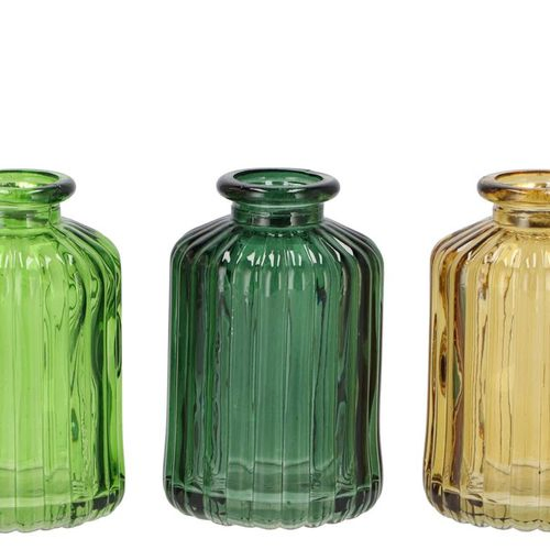 Glas Flasche Karakum grün mix D06cm H10cm