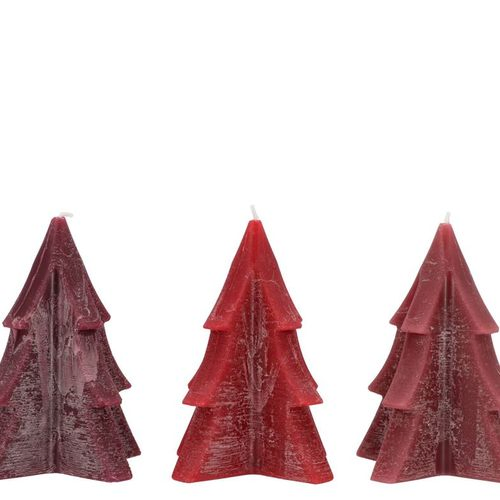 Kerze Weihnachtsbaum rot mix 7x12cm