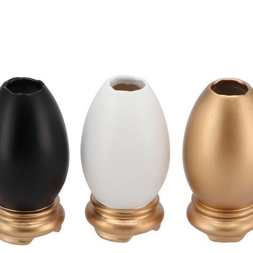 Ostereiervase gold/schwarz/weiss P/1 6x6x