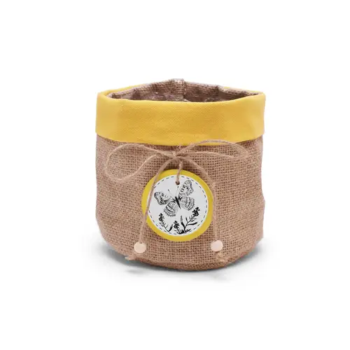 Übertopf Jute Butterfly gelb D13cm H13cm