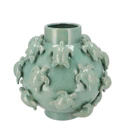 Keramik Vase Schildkröte grün 29x29x27cm 