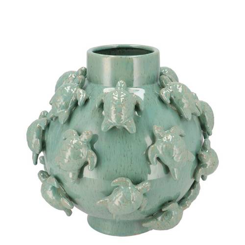 Keramik Vase Schildkröte grün 29x29x27cm 