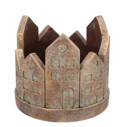 Beton Kerzenhalter Haus gold 18x18x16cm