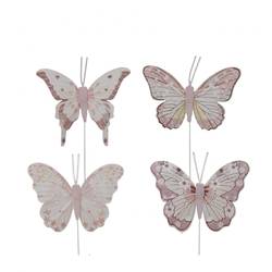 Schmetterling auf Draht mix rosa 08cm x12