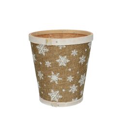 Übertopf Holz Schneeflocke natur D13cm H14cm