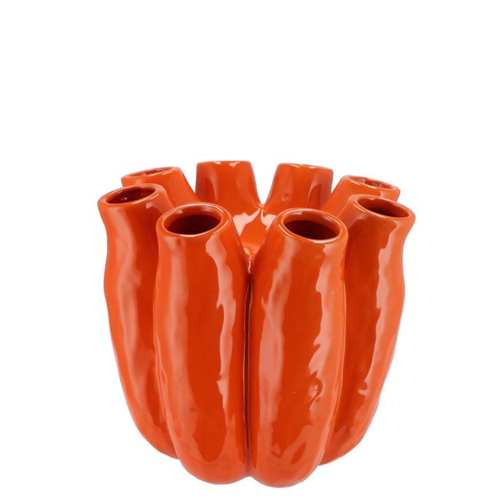Keramik Vase Luna orange Röhrchen 16x16cm