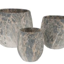 Keramik Übertopf Mony grau 3/Set 26x24/19x20/13x16cm