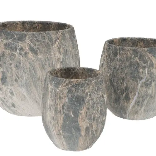 Keramik Übertopf Mony grau 3/Set 26x24/19x20/13x16cm
