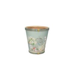 Holz Übertopf Daisy hell blau D13cm H14cm