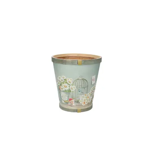 Holz Übertopf Daisy hell blau D13cm H14cm
