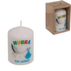 Kerze Hurra ein Junge D06cm H08cm